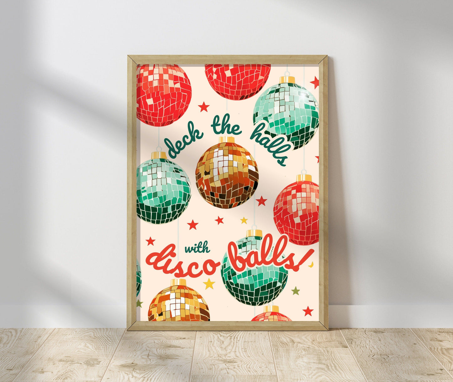 Deck The Halls With Disco Balls - Disco Christmas Print - Disco Christmas Decor - Disco Print - Disco Home Decor LiveOakPrint