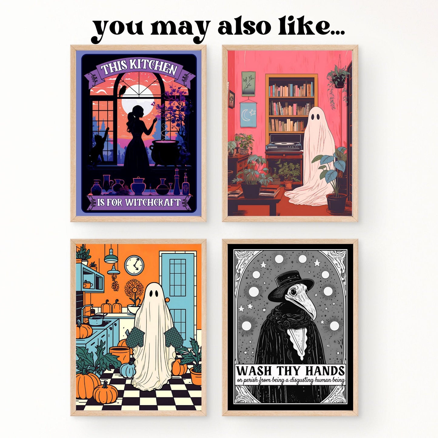 Please Don't Summon Demons In The Bathroom (No Border Version) Tarot Card Print - Bathroom Wall Art - Vintage Halloween - Framed or Unframed LiveOakPrint