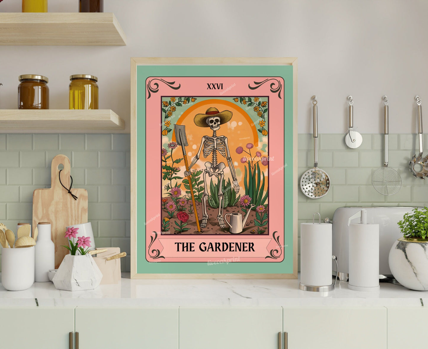 The Gardener Tarot Card - UNFRAMED - Plant Mom Tarot Print - Garden Wall Art - Floral Gardening Wall Art - Gardener Gift