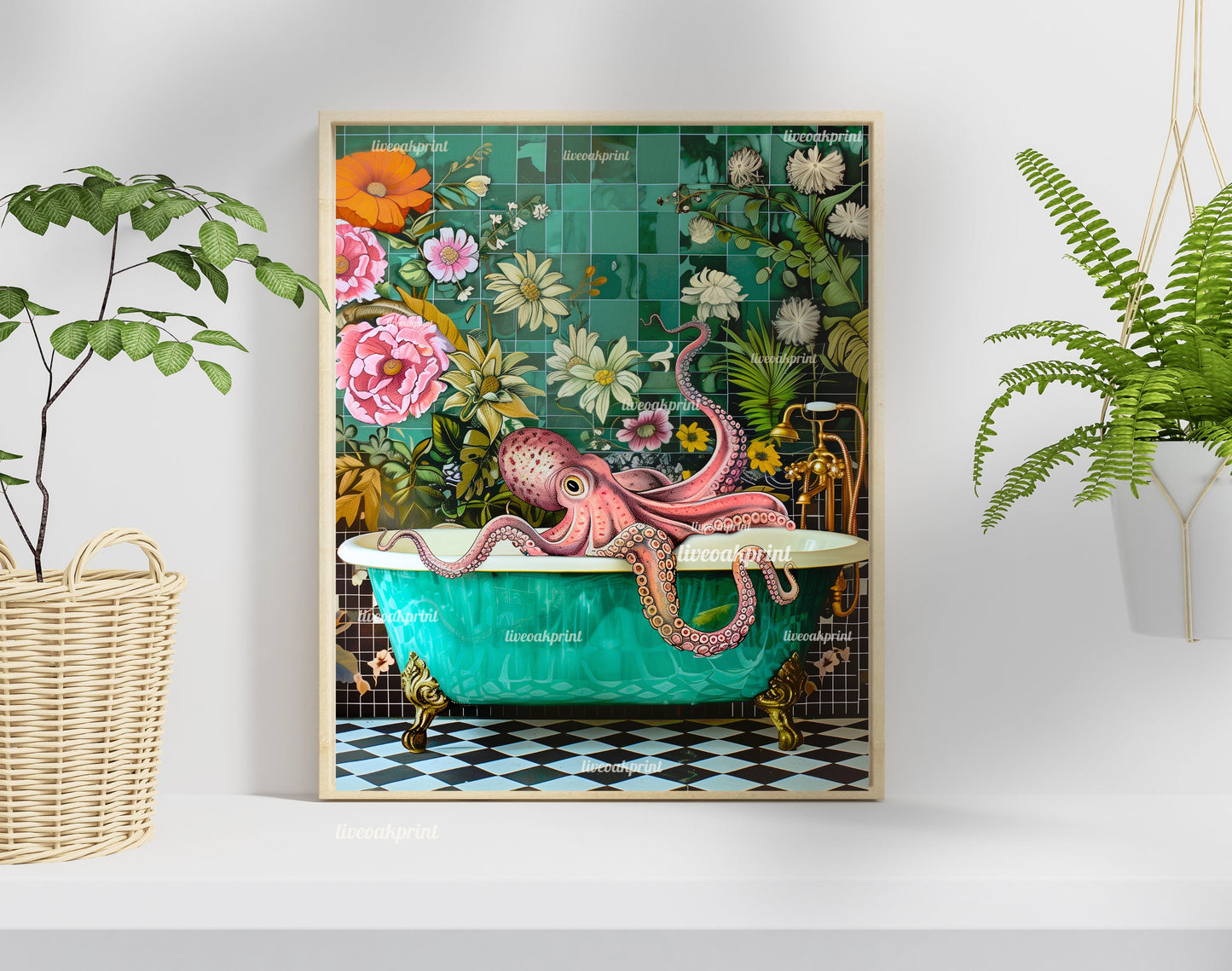 Octopus In A Bathtub In A Luxury Bathroom