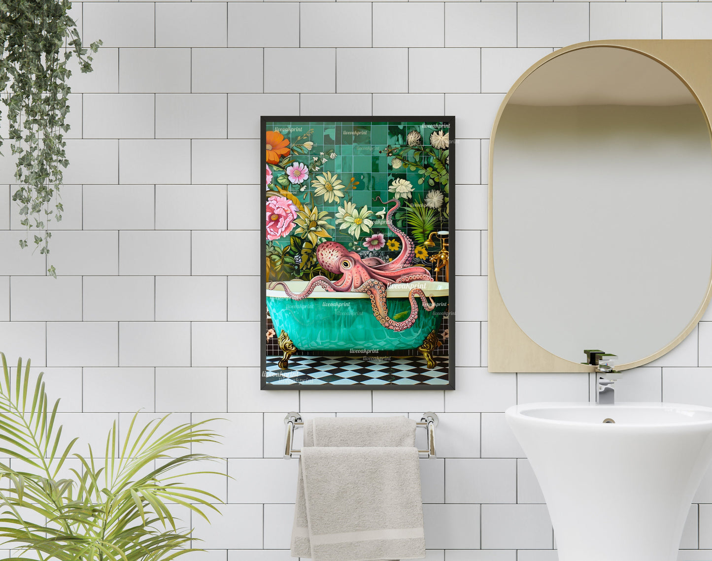 Octopus In A Bathtub In A Luxury Bathroom