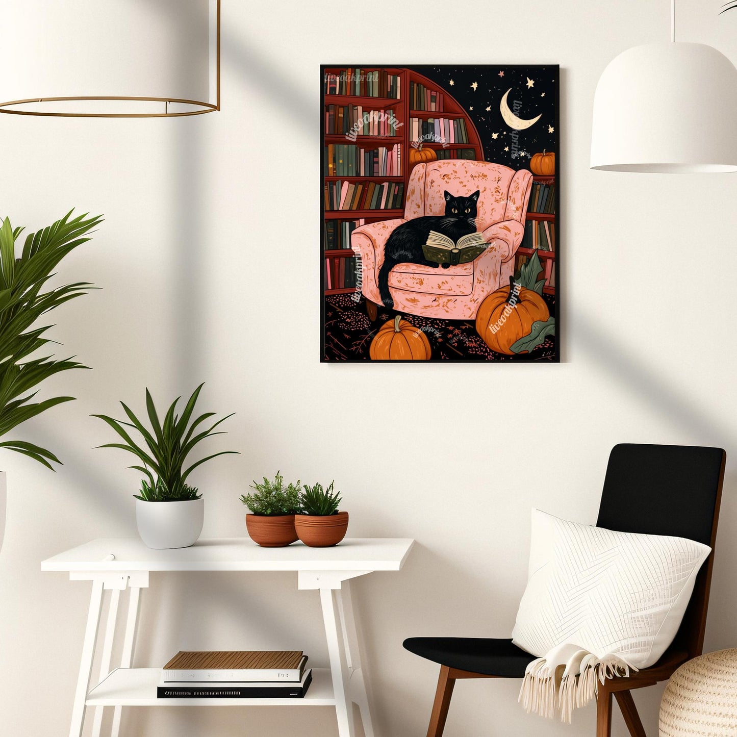 Cozy Cat in a Halloween Library