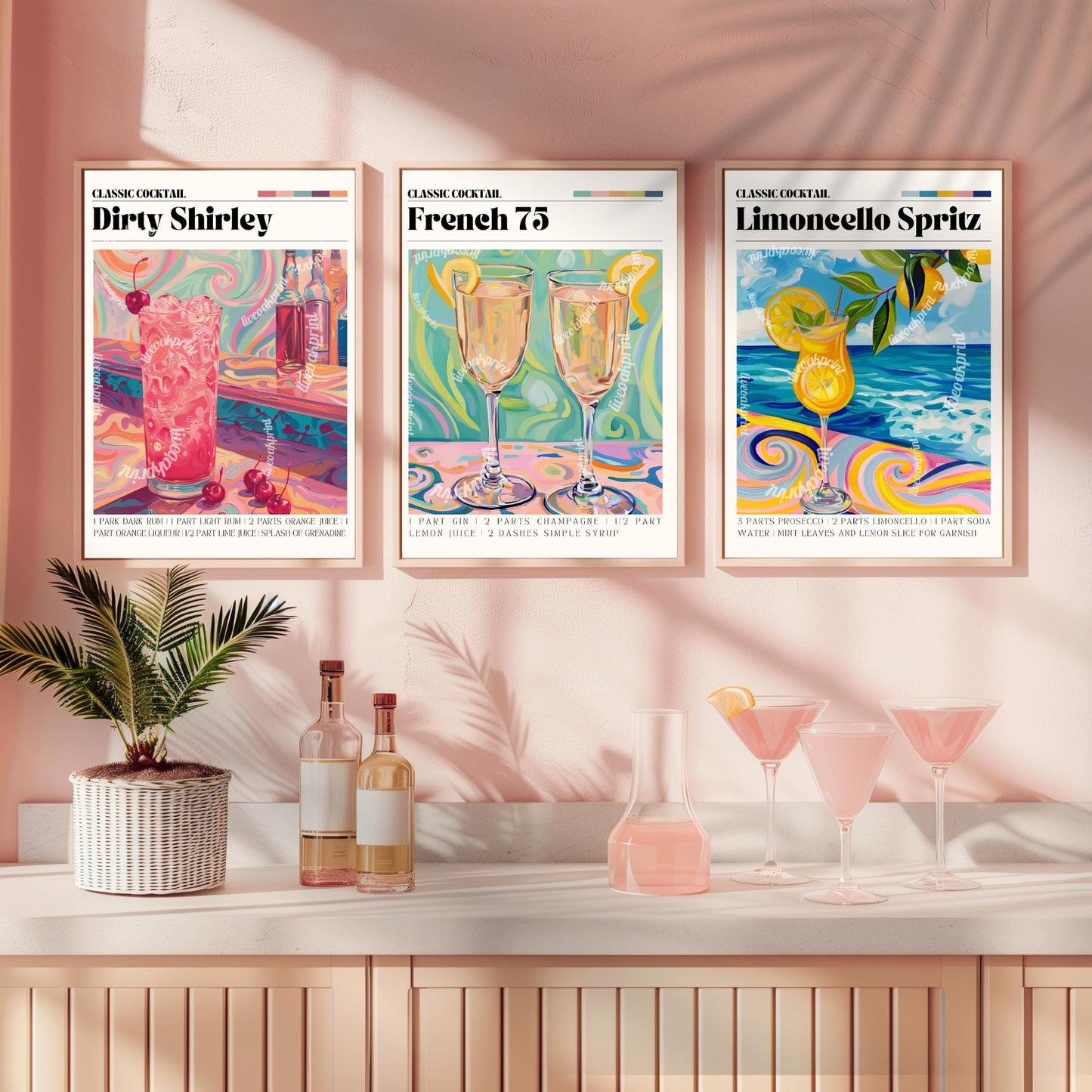 Limoncello Spritz Print - Limoncello Spritz Wall Art - Bar Cart Art - Classic Cocktail Prints - Italian Wall Art