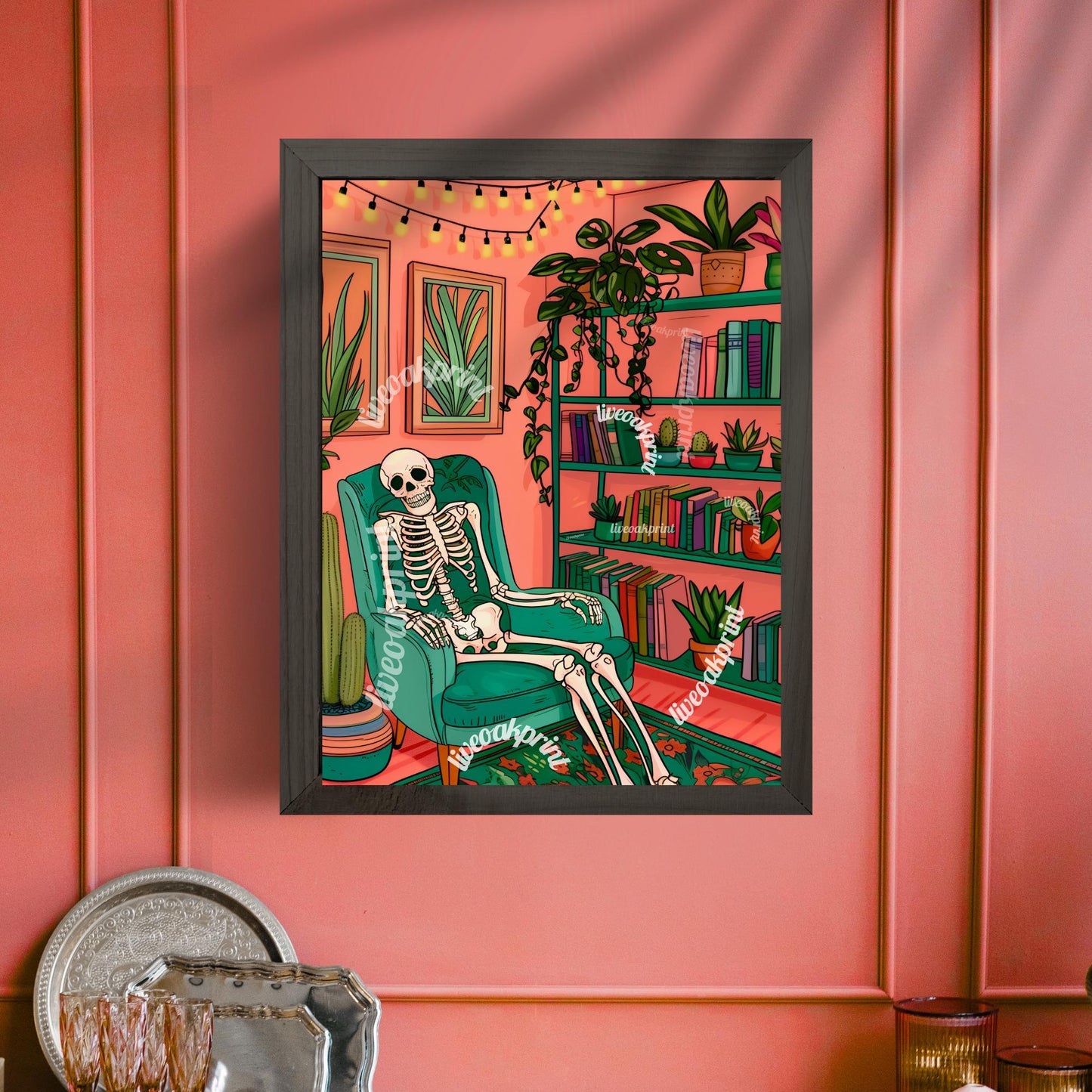 Skeleton In A Cozy Living Room