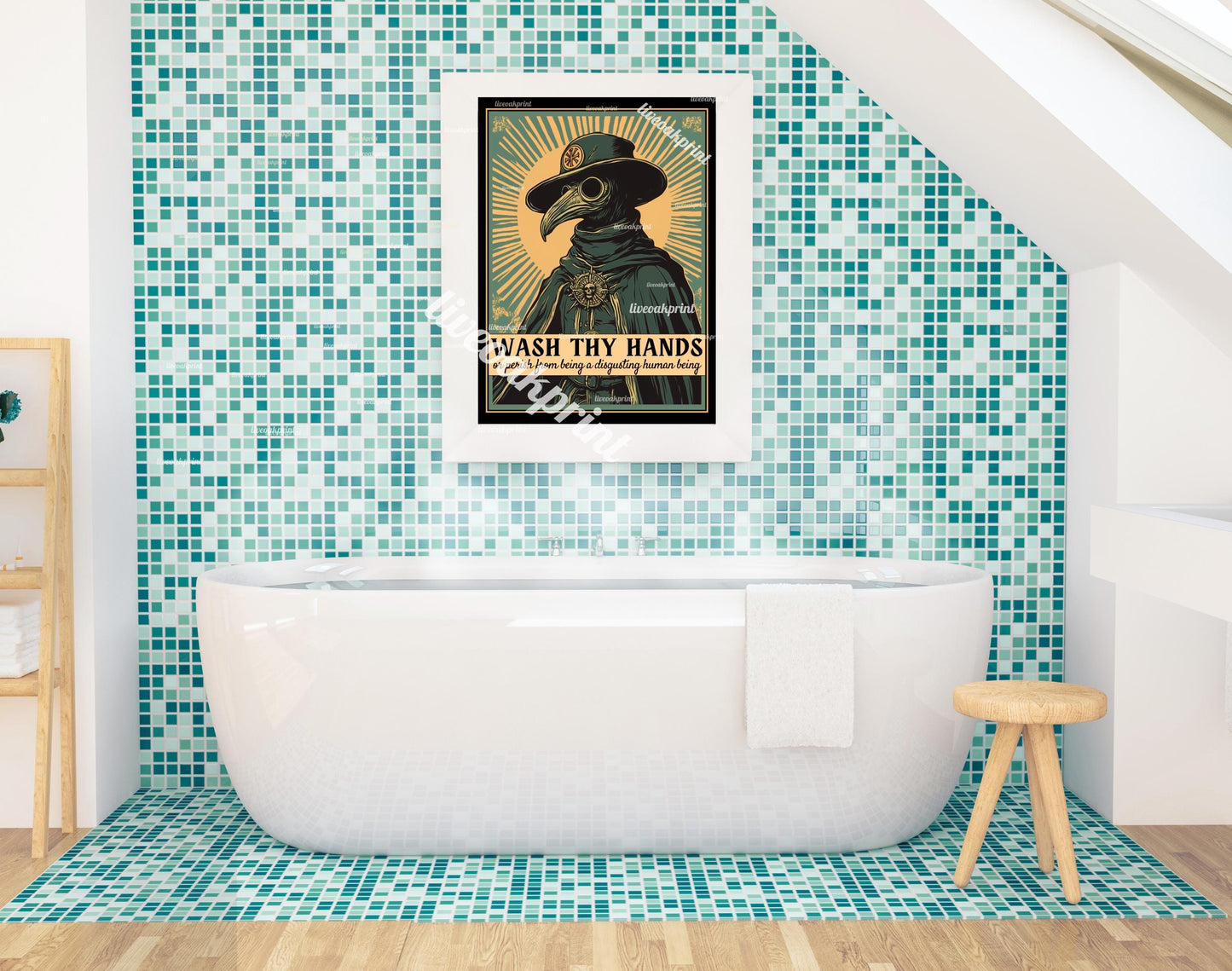 Plague Doctor - Wash Thy Hands Bathroom Poster - Funny Wash Your Hands Bathroom Sign - Halloween Decor