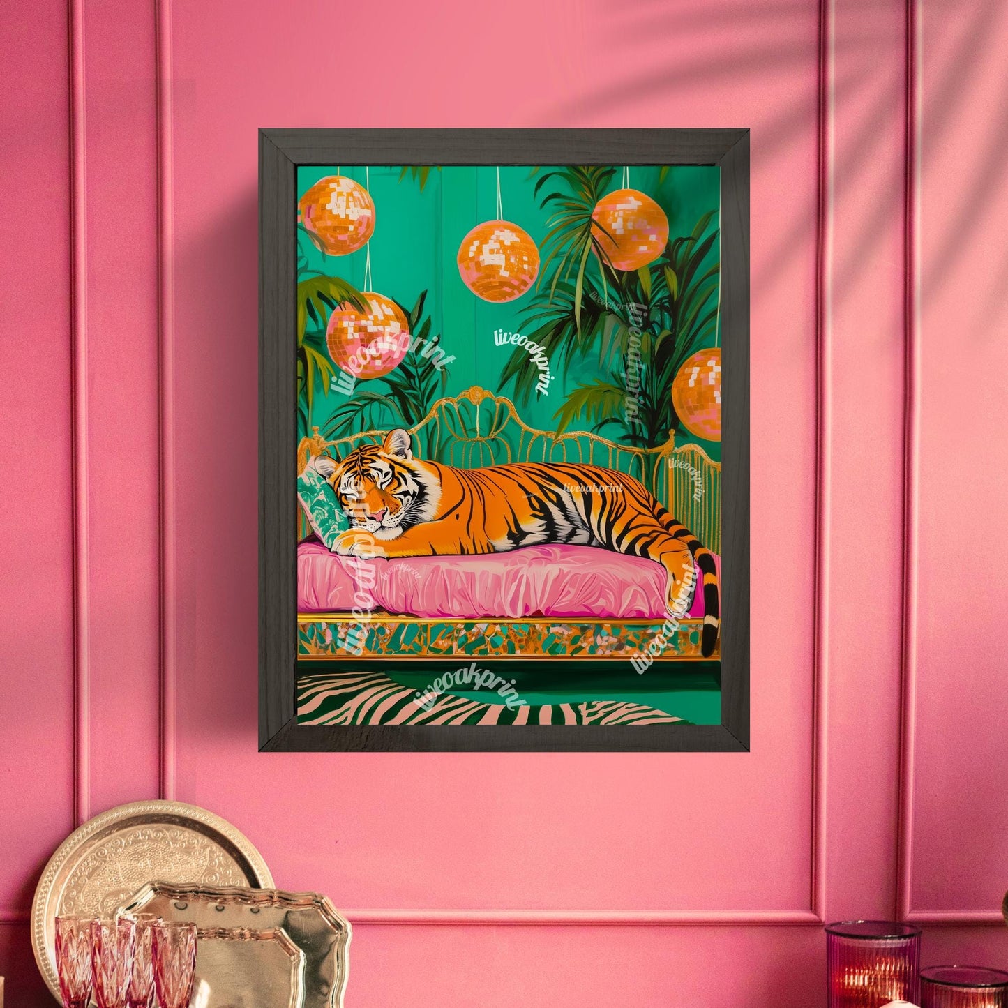Sleeping Tiger Under Disco Ball