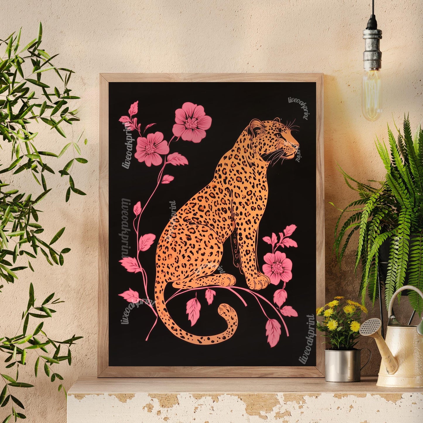 Pink and Black Leopard Wall Art