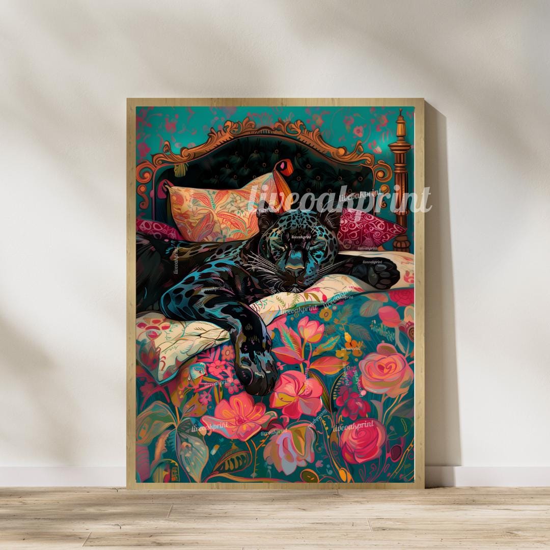 Sleeping Tiger and Puma Wall Art Set