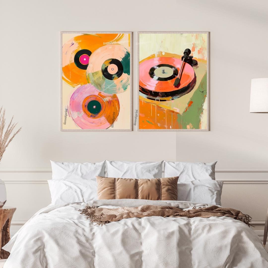 Retro Record Player and Vinyl Records