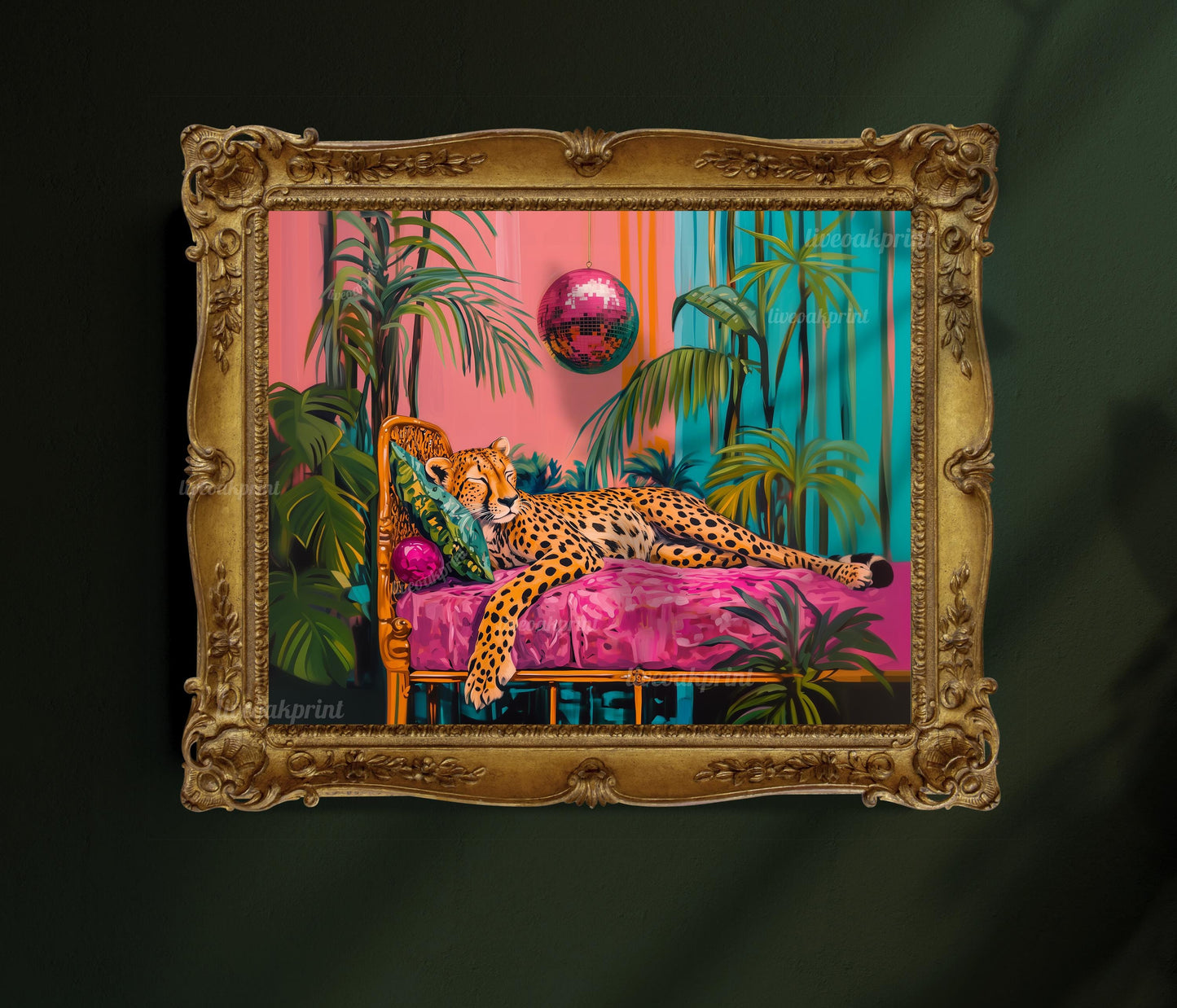 Cheetah Sleeping Under A Disco Ball