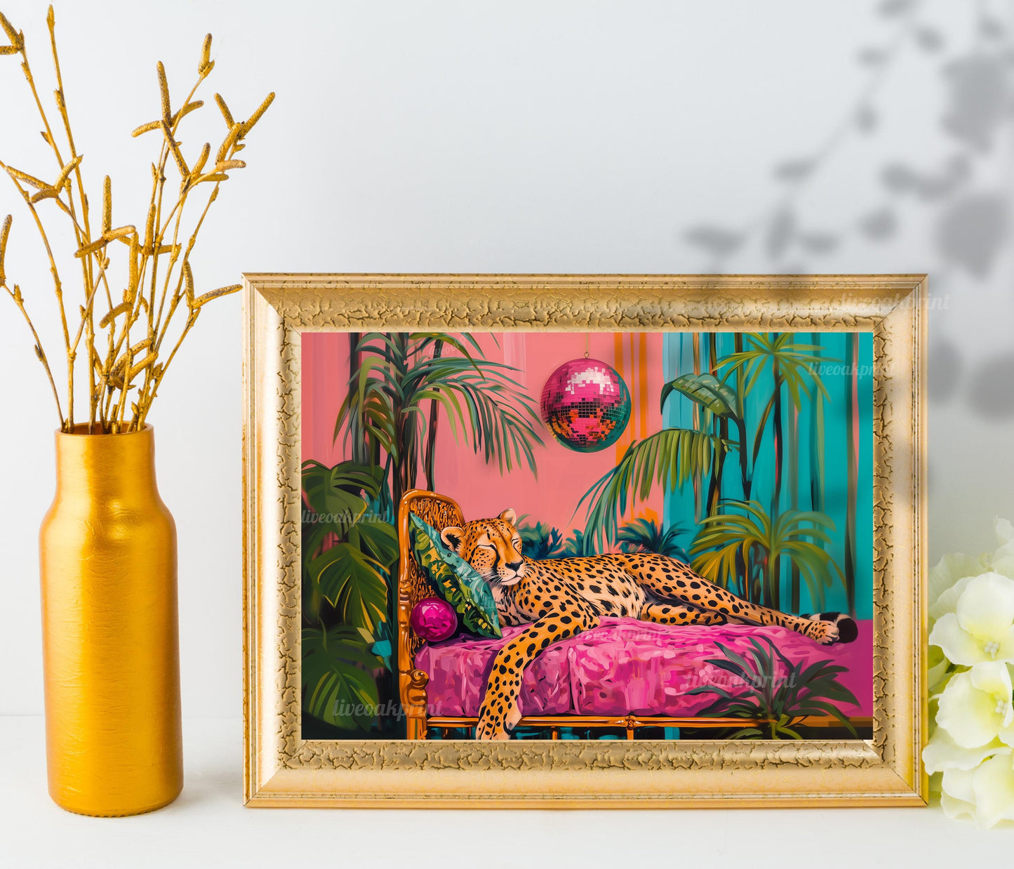 Cheetah Sleeping Under A Disco Ball