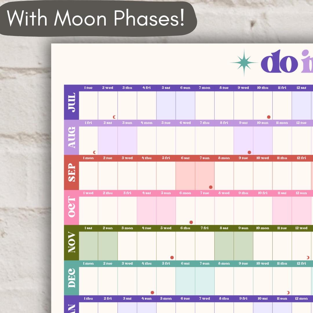 Do It For The Plot Wall Planner – Mid Year Calendar 2025–2026 – July Start Academic Planner – Dopamine Decor – Aesthetic Dorm Wall Art