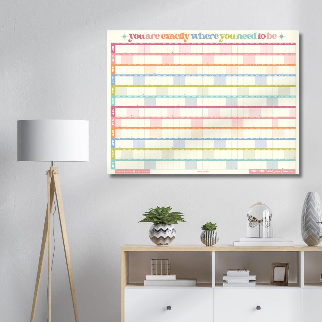 You Are Exactly Where You Need To Be Wall Planner – Pastel Mid Year Calendar 2025–2026 – July Start Academic Planner – Colorful Aesthetic