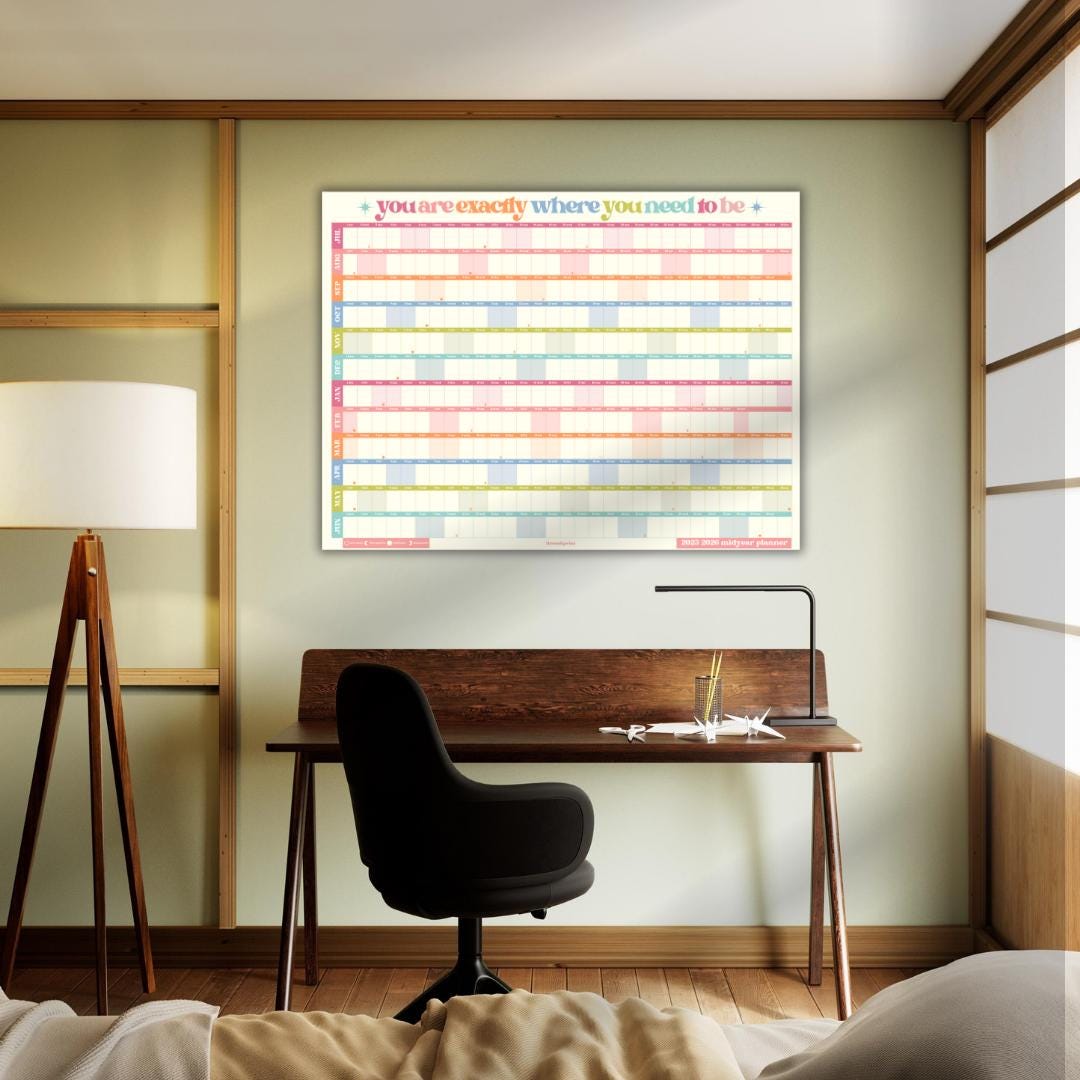 You Are Exactly Where You Need To Be Wall Planner – Pastel Mid Year Calendar 2025–2026 – July Start Academic Planner – Colorful Aesthetic