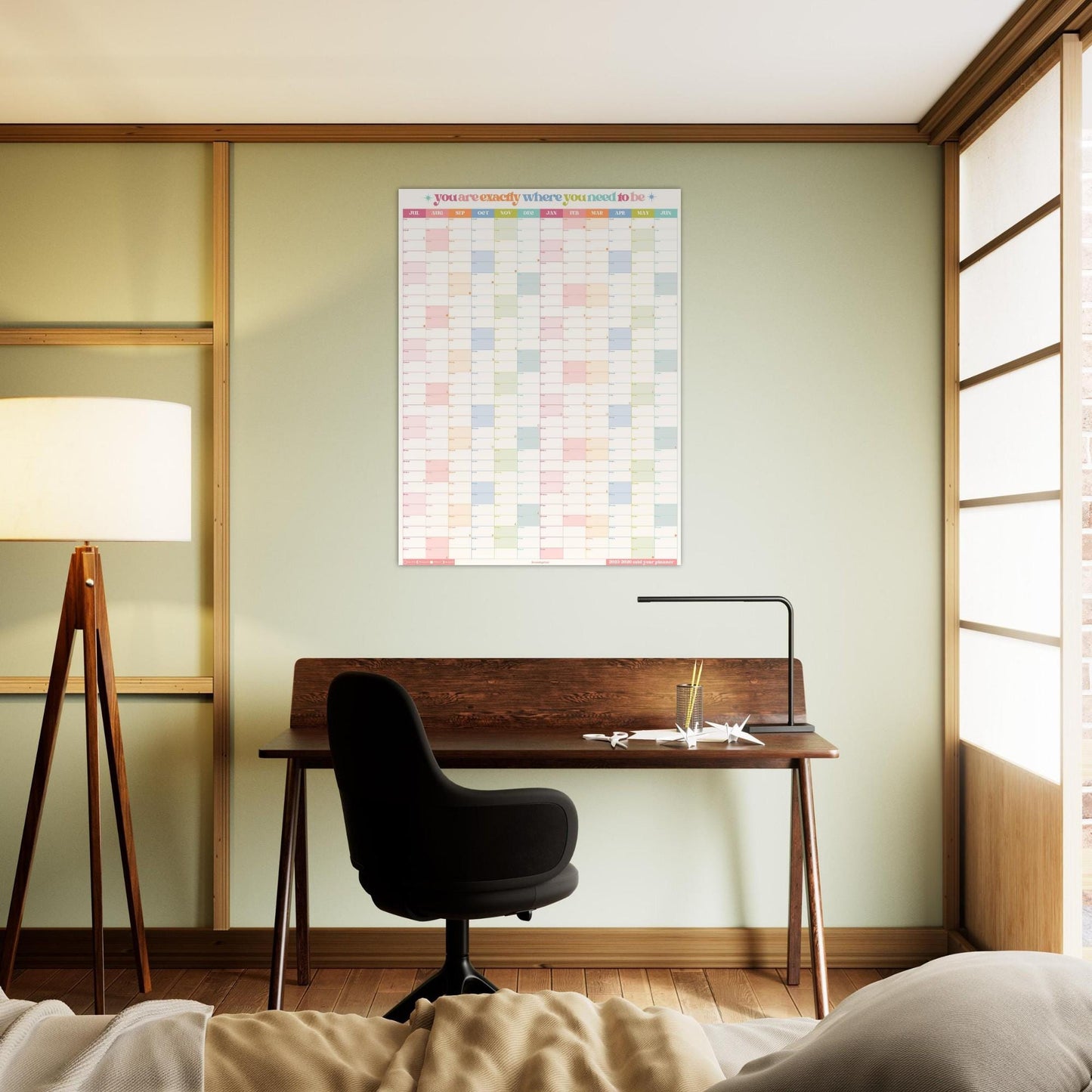 Vertical Wall Planner – You Are Exactly Where You Need To Be – Mid Year Calendar 2025–2026 – July Start – Motivational Dorm Classroom Decor