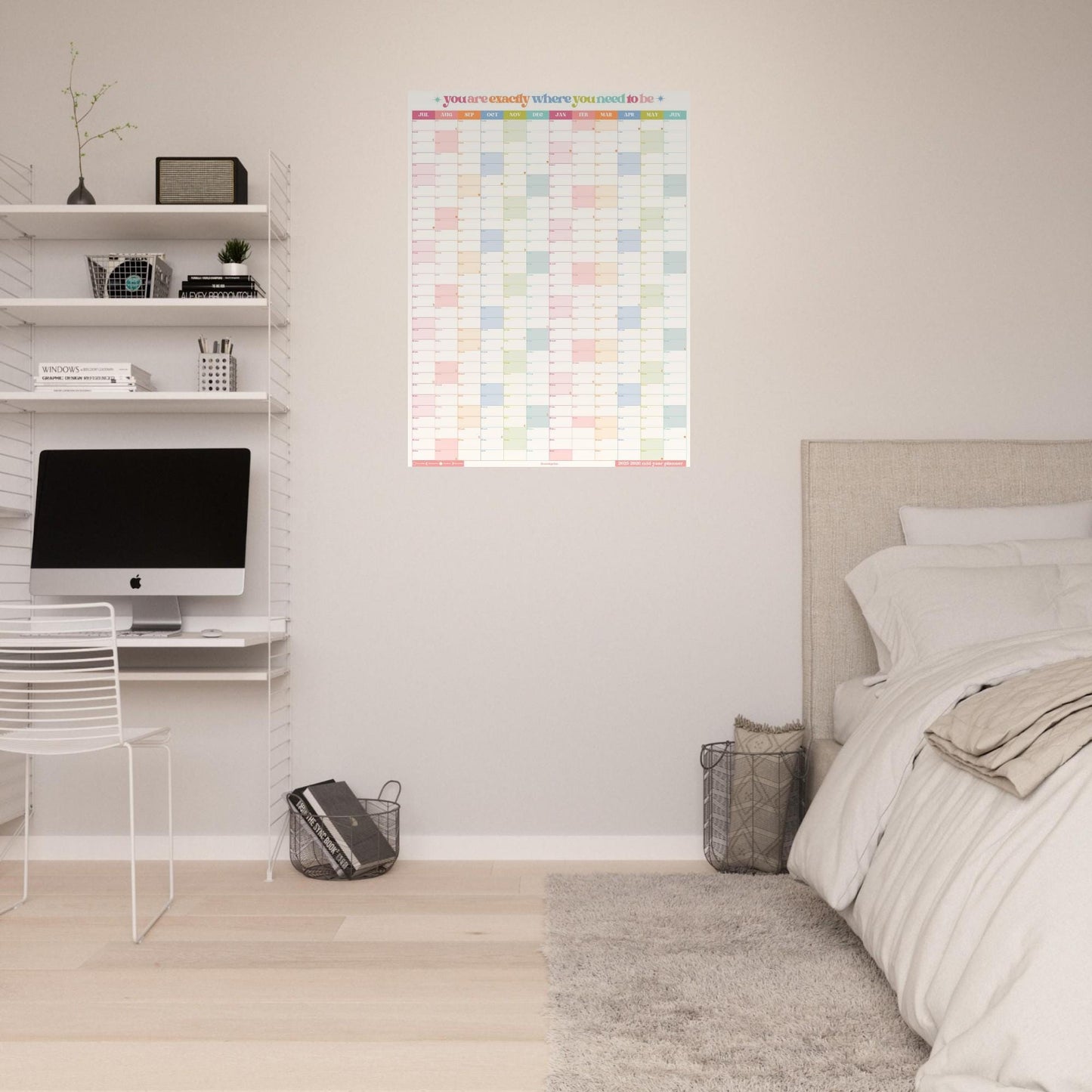 Vertical Wall Planner – You Are Exactly Where You Need To Be – Mid Year Calendar 2025–2026 – July Start – Motivational Dorm Classroom Decor