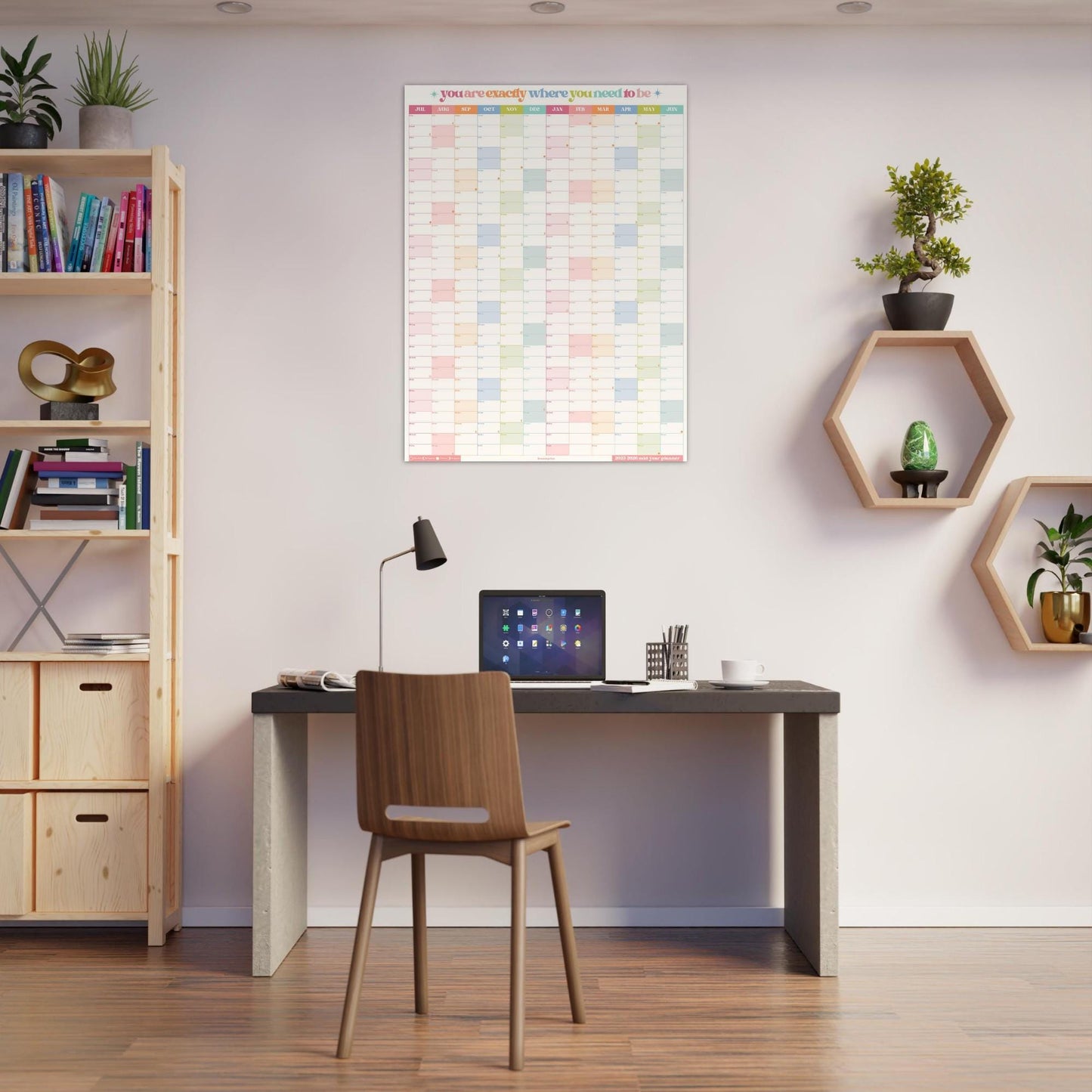 Vertical Wall Planner – You Are Exactly Where You Need To Be – Mid Year Calendar 2025–2026 – July Start – Motivational Dorm Classroom Decor