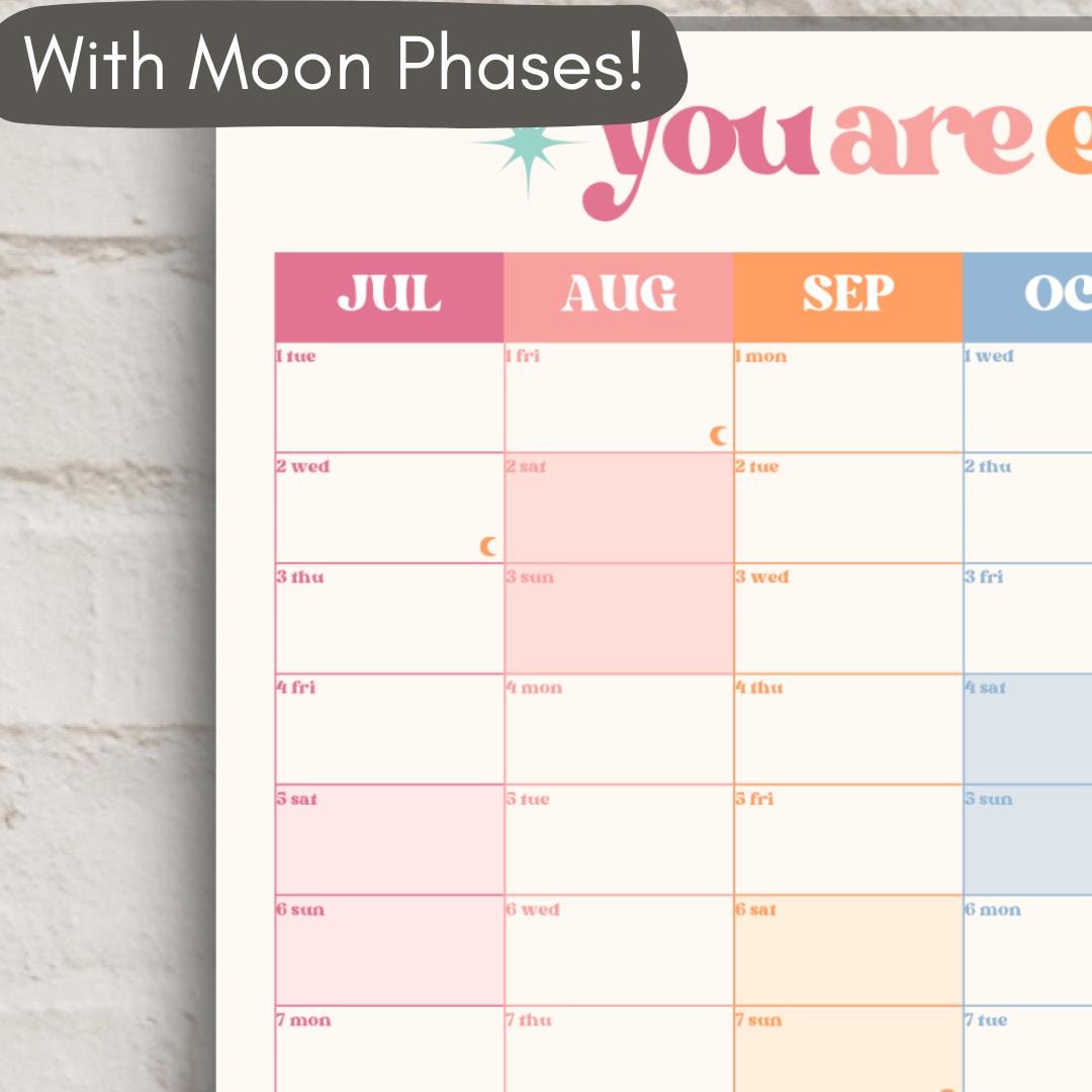 Vertical Wall Planner – You Are Exactly Where You Need To Be – Mid Year Calendar 2025–2026 – July Start – Motivational Dorm Classroom Decor