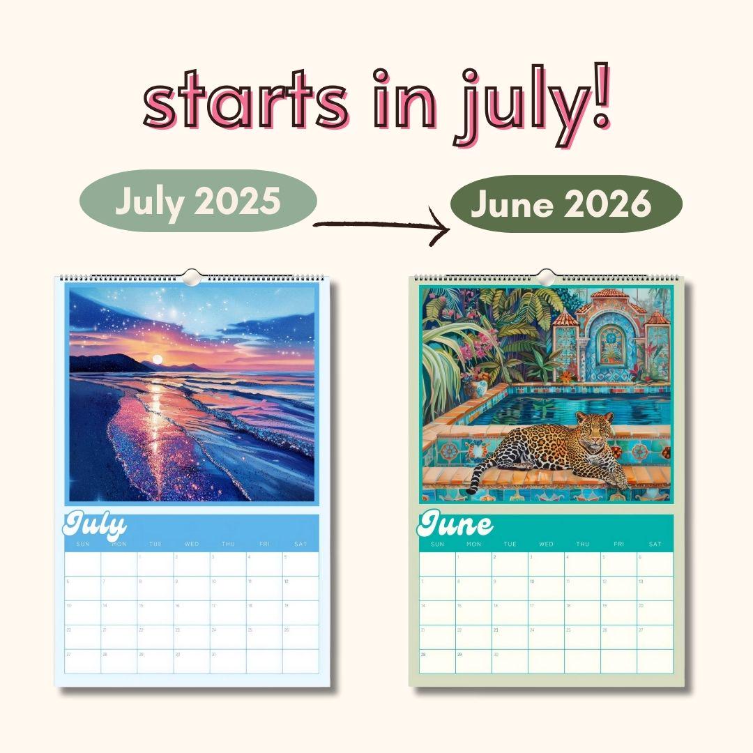 Dopamine Decor Academic Wall Calendar 2025–2026 – July Start Mid Year Planner – School Year Wall Art – Teacher Gift – Colorful Calendar