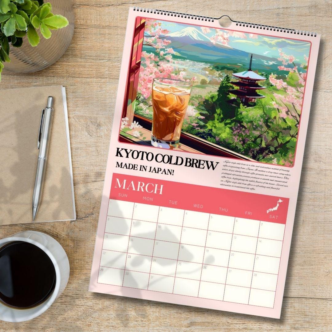 2025–2026 Mid Year Coffee Calendar – Coffee Around the World Wall Calendar – July Start Academic Planner – Travel Gift for Coffee Lovers