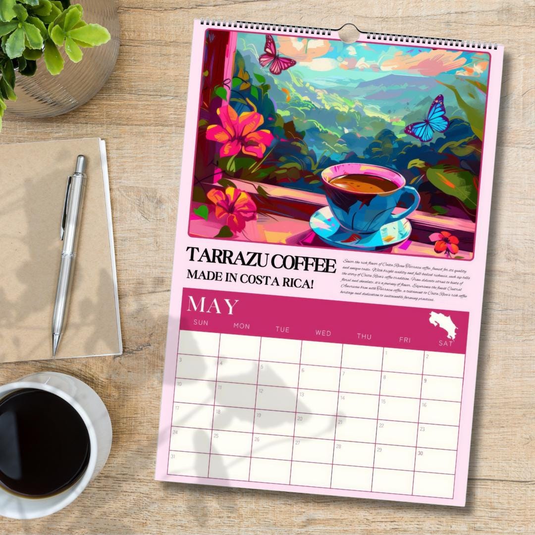 2025–2026 Mid Year Coffee Calendar – Coffee Around the World Wall Calendar – July Start Academic Planner – Travel Gift for Coffee Lovers