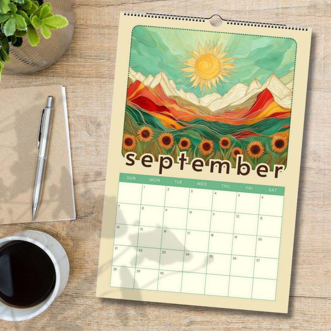 Mountain Views Calendar 2025–2026 – Mid Year Wall Calendar – July Start Academic Planner – Nature Wall Art – Gift for Hikers Outdoor Lovers
