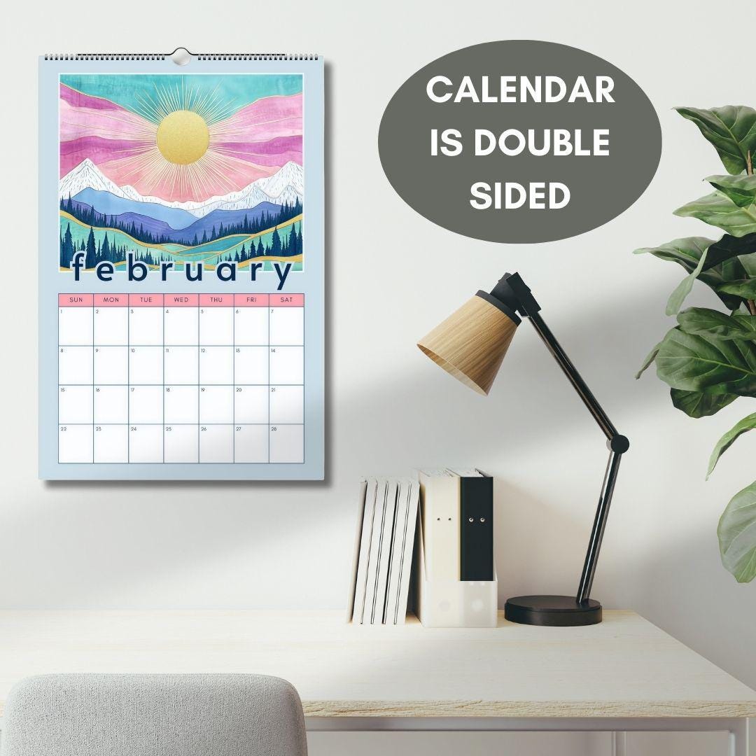 Mountain Views Calendar 2025–2026 – Mid Year Wall Calendar – July Start Academic Planner – Nature Wall Art – Gift for Hikers Outdoor Lovers