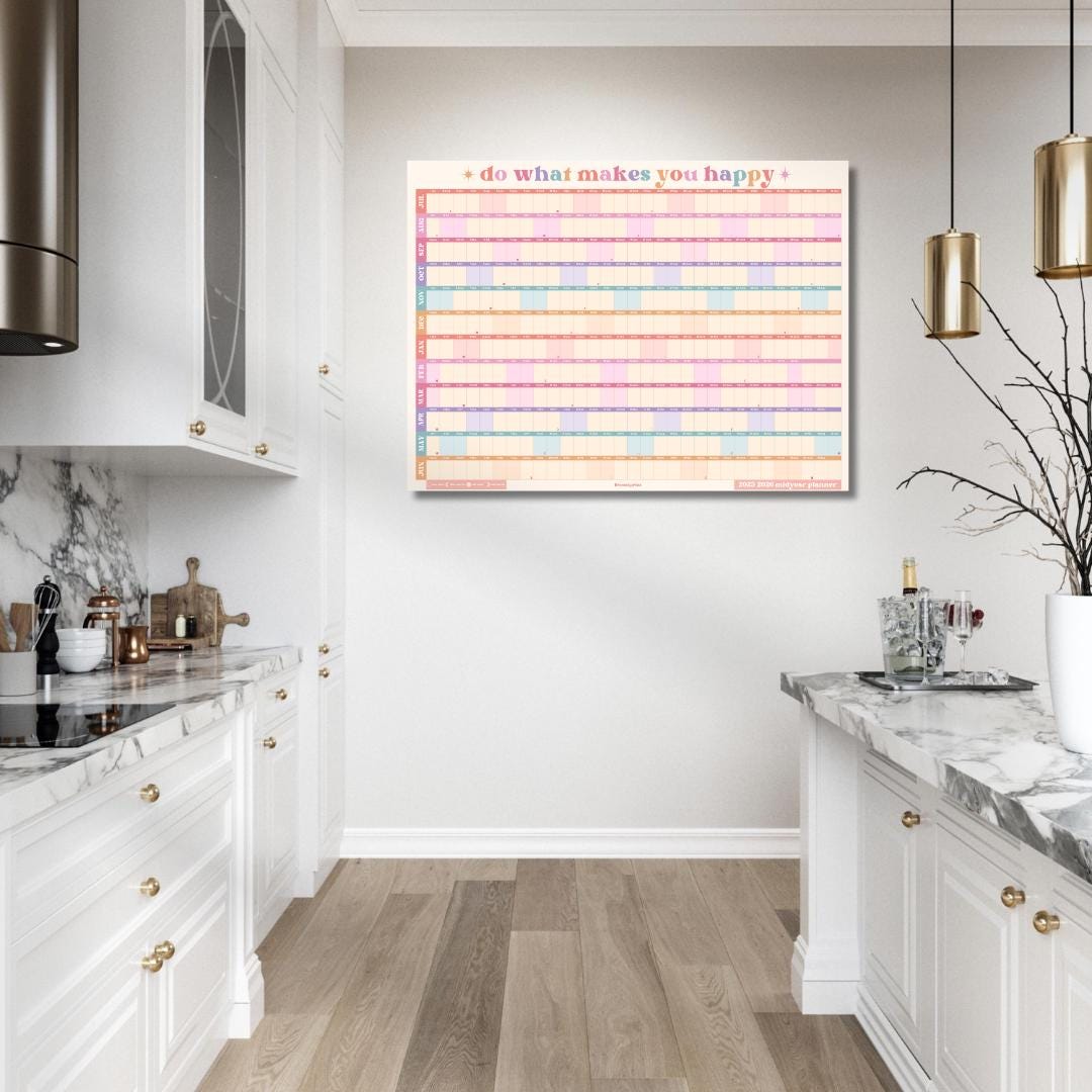 Do What Makes You Happy Calendar – Pastel Mid Year Wall Planner 2025–2026 – Aesthetic Dopamine Decor – July Start School Year Calendar