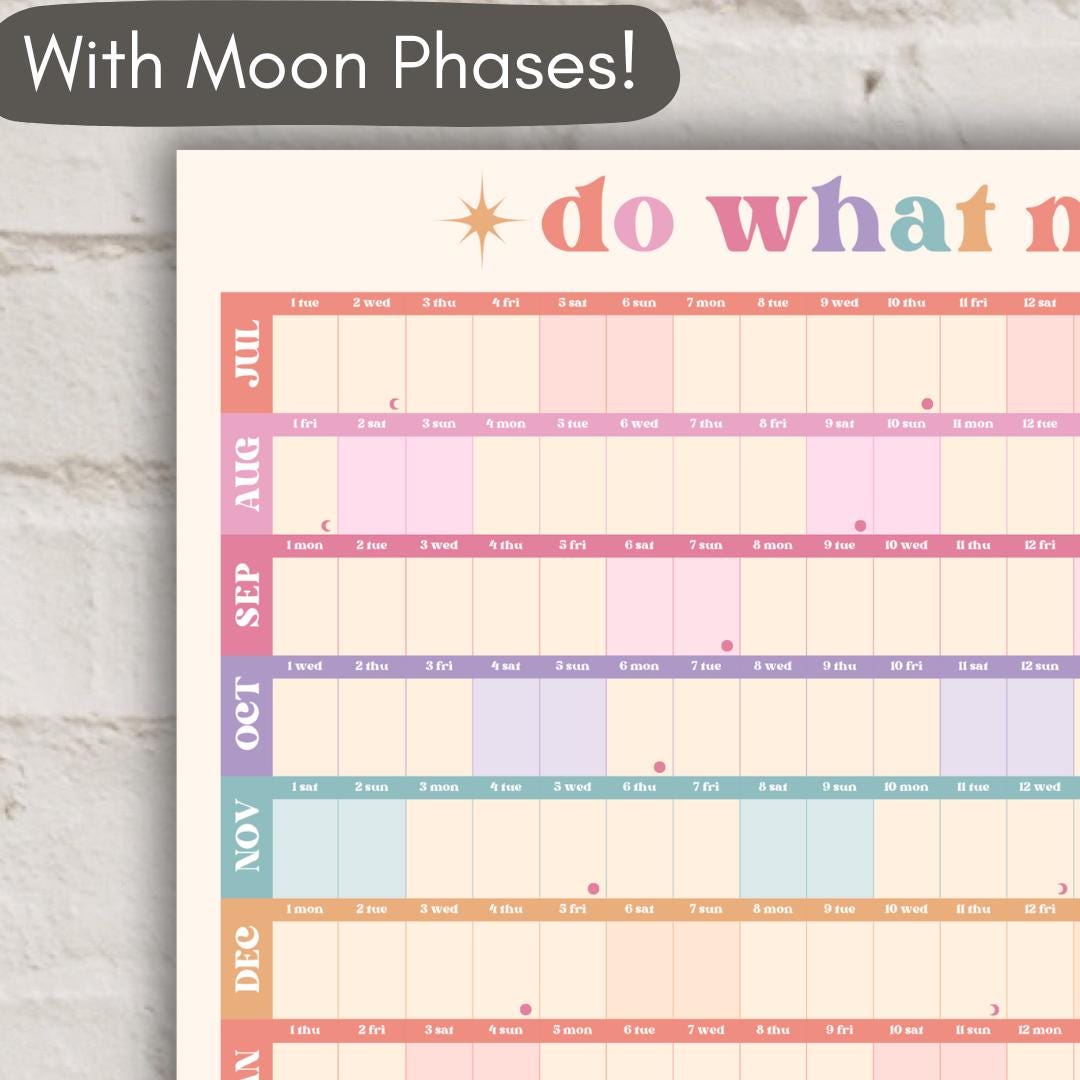 Do What Makes You Happy Calendar – Pastel Mid Year Wall Planner 2025–2026 – Aesthetic Dopamine Decor – July Start School Year Calendar