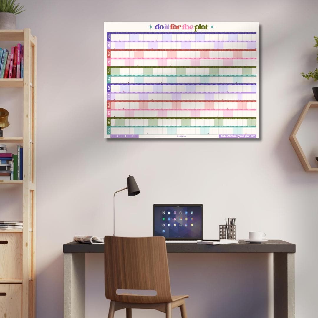 Do It For The Plot Wall Planner – Mid Year Calendar 2025–2026 – July Start Academic Planner – Dopamine Decor – Aesthetic Dorm Wall Art