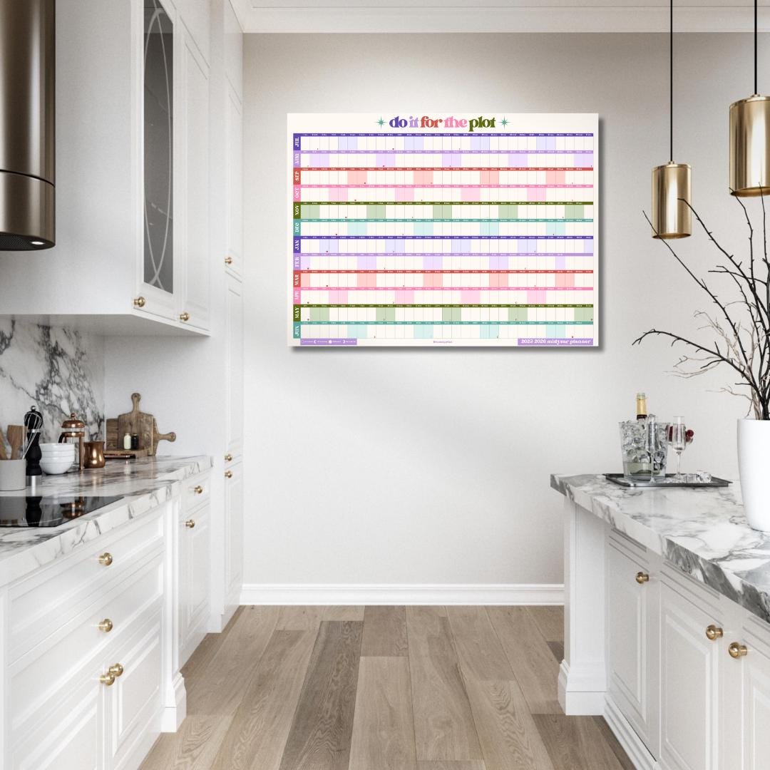 Do It For The Plot Wall Planner – Mid Year Calendar 2025–2026 – July Start Academic Planner – Dopamine Decor – Aesthetic Dorm Wall Art