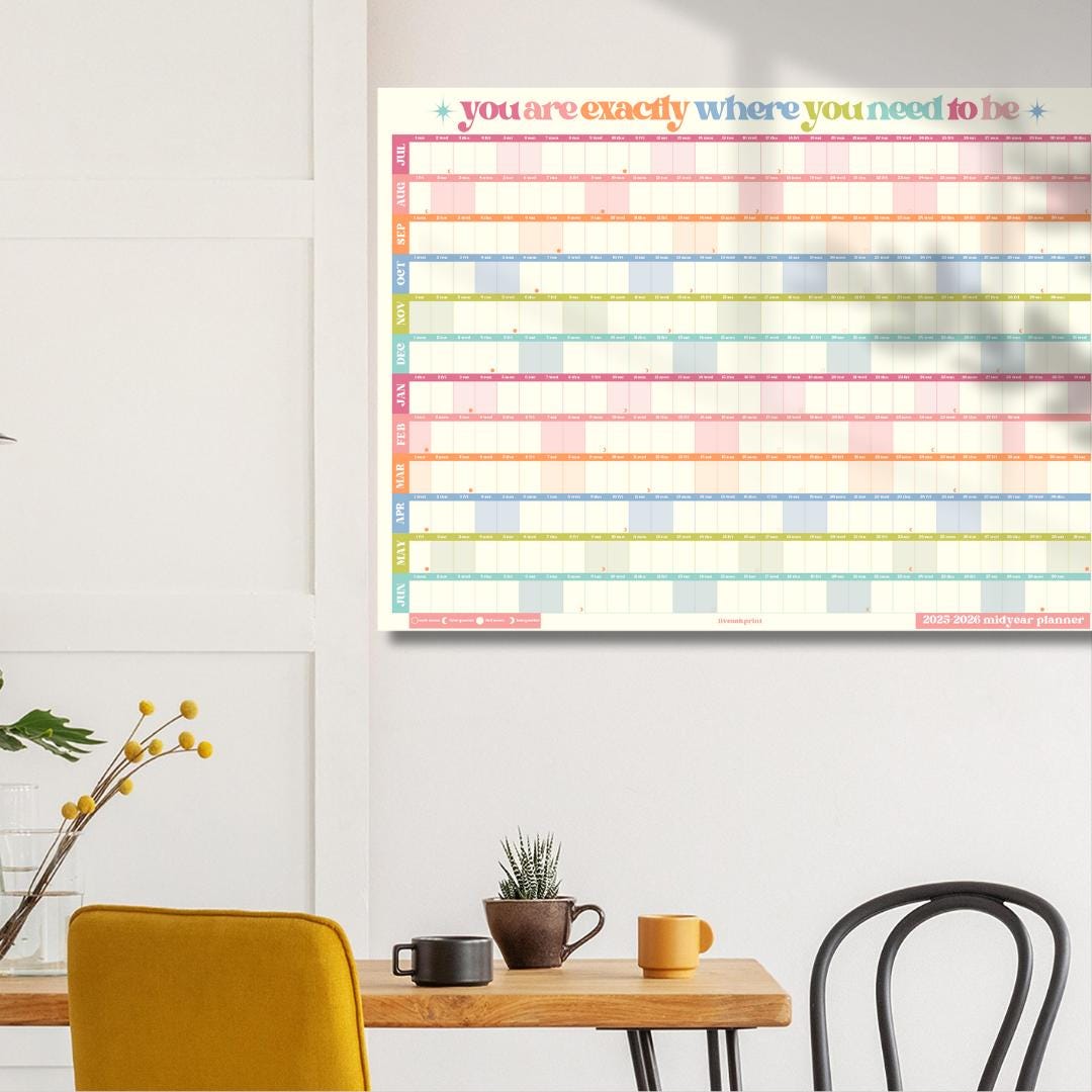 You Are Exactly Where You Need To Be Wall Planner – Pastel Mid Year Calendar 2025–2026 – July Start Academic Planner – Colorful Aesthetic
