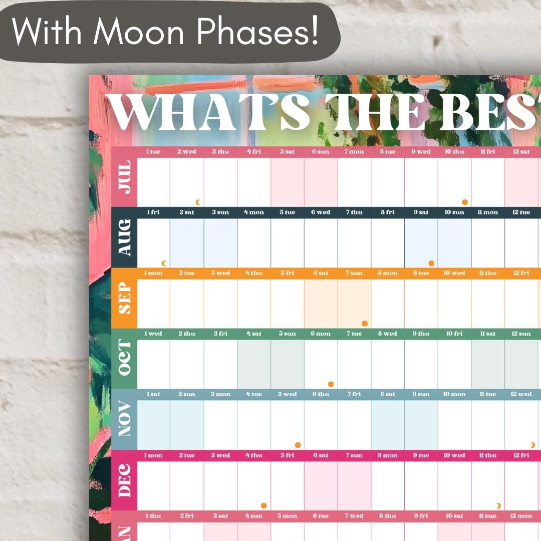 What’s the Best That Could Happen Wall Planner – Colorful Mid Year Calendar 2025–2026 – July Start Academic Planner – Motivational Print