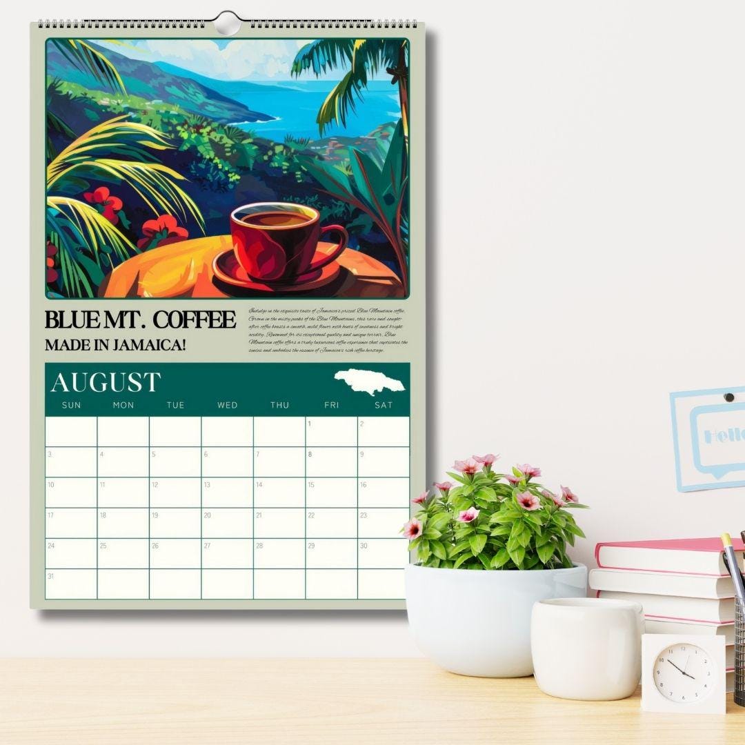 2025–2026 Mid Year Coffee Calendar – Coffee Around the World Wall Calendar – July Start Academic Planner – Travel Gift for Coffee Lovers