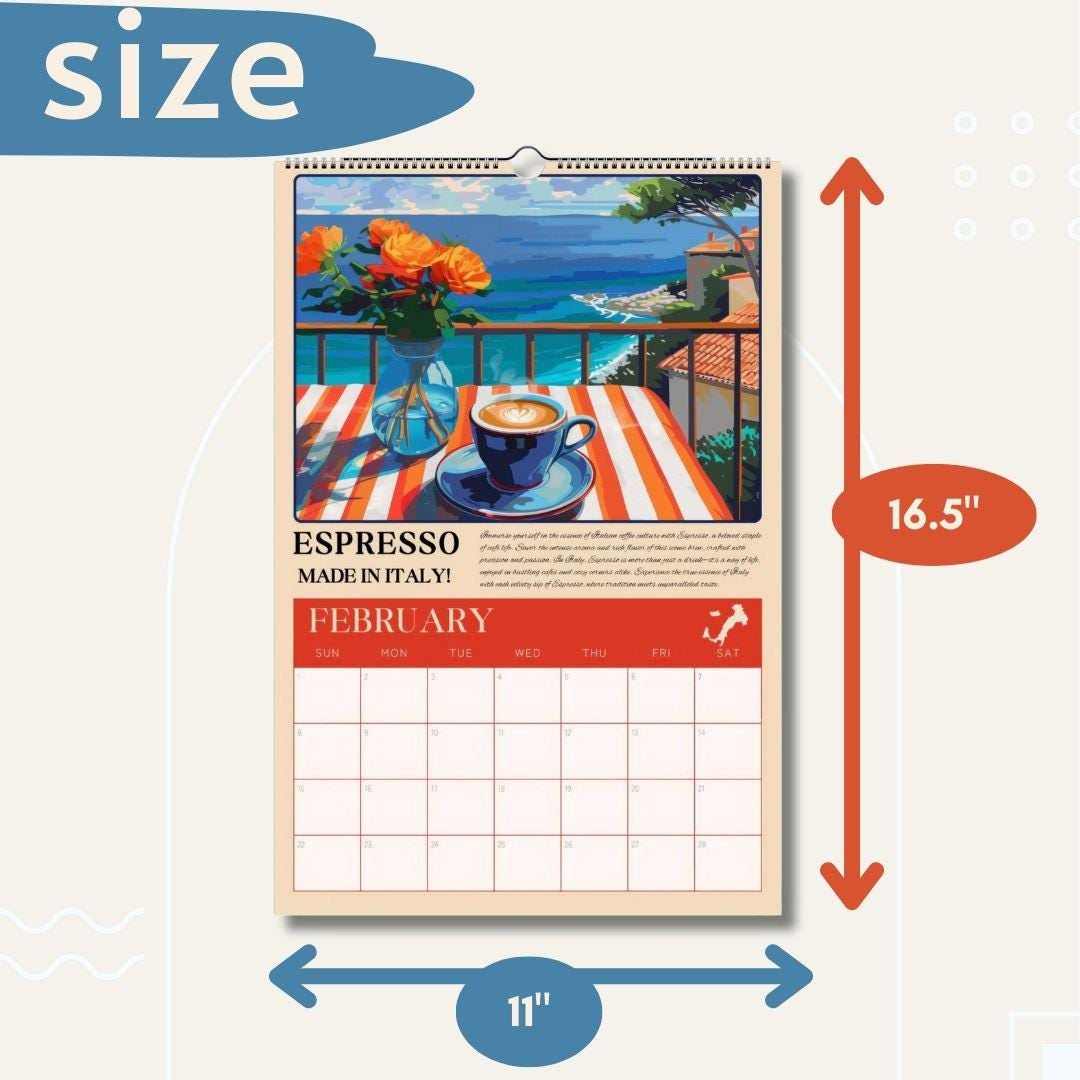 2025–2026 Mid Year Coffee Calendar – Coffee Around the World Wall Calendar – July Start Academic Planner – Travel Gift for Coffee Lovers
