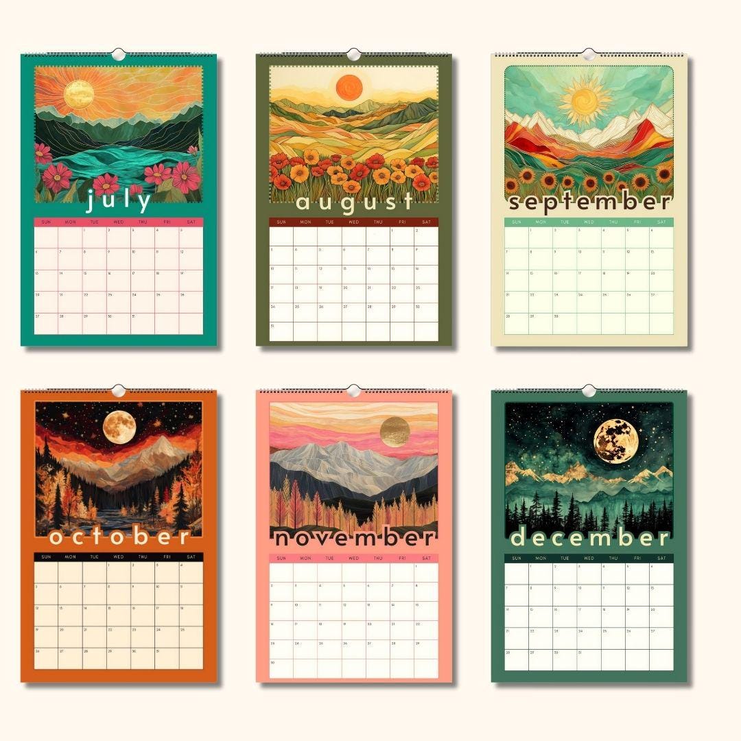 Mountain Views Calendar 2025–2026 – Mid Year Wall Calendar – July Start Academic Planner – Nature Wall Art – Gift for Hikers Outdoor Lovers