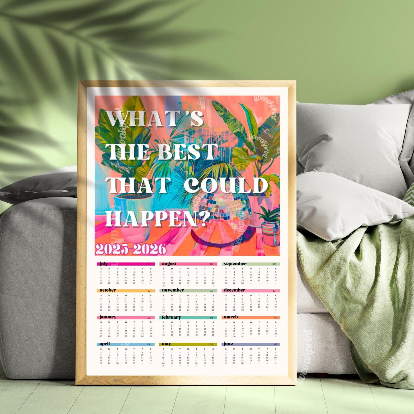 2025–2026 Wall Calendar – What’s the Best That Can Happen – July Start Academic Calendar – Mid Year Teacher Calendar – Year at a Glance