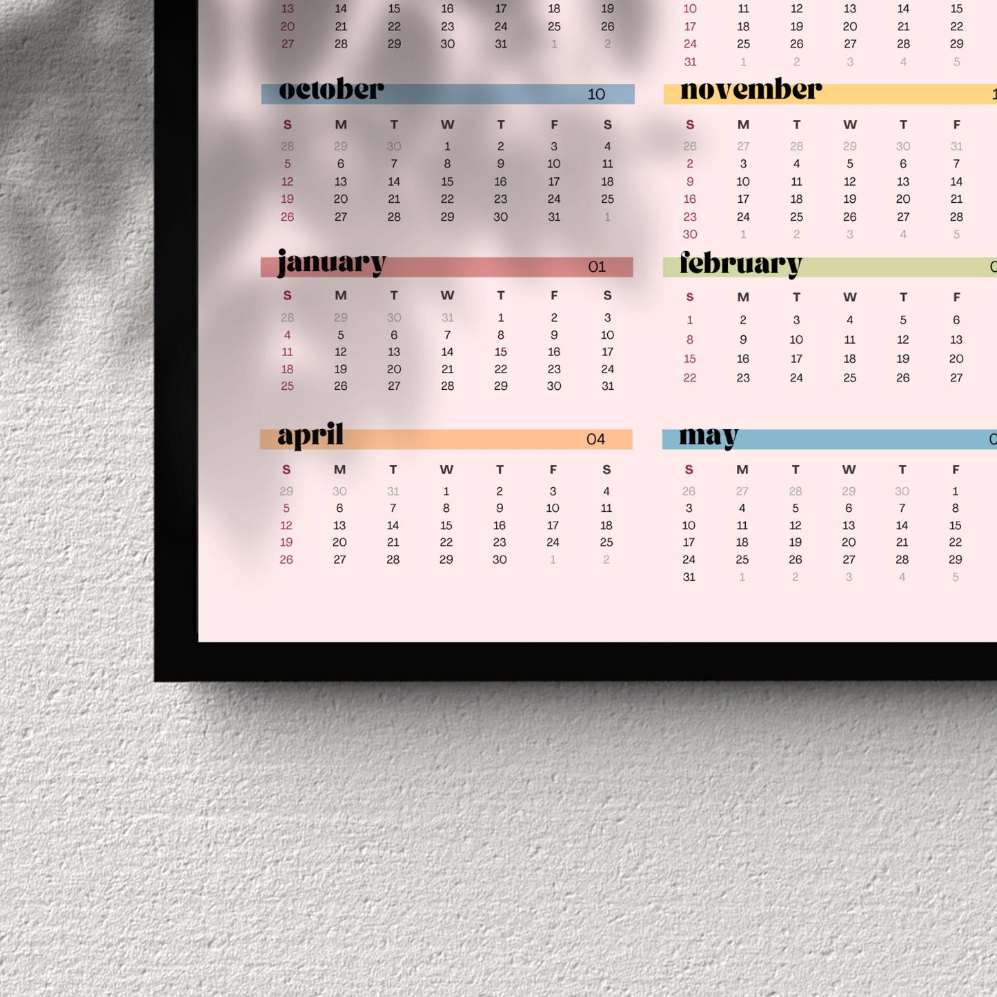 2025–2026 Tiger Calendar – Mid Year Wall Calendar – One Page Kitchen Calendar – Colorful Dopamine Decor – Academic Year at a Glance Planner