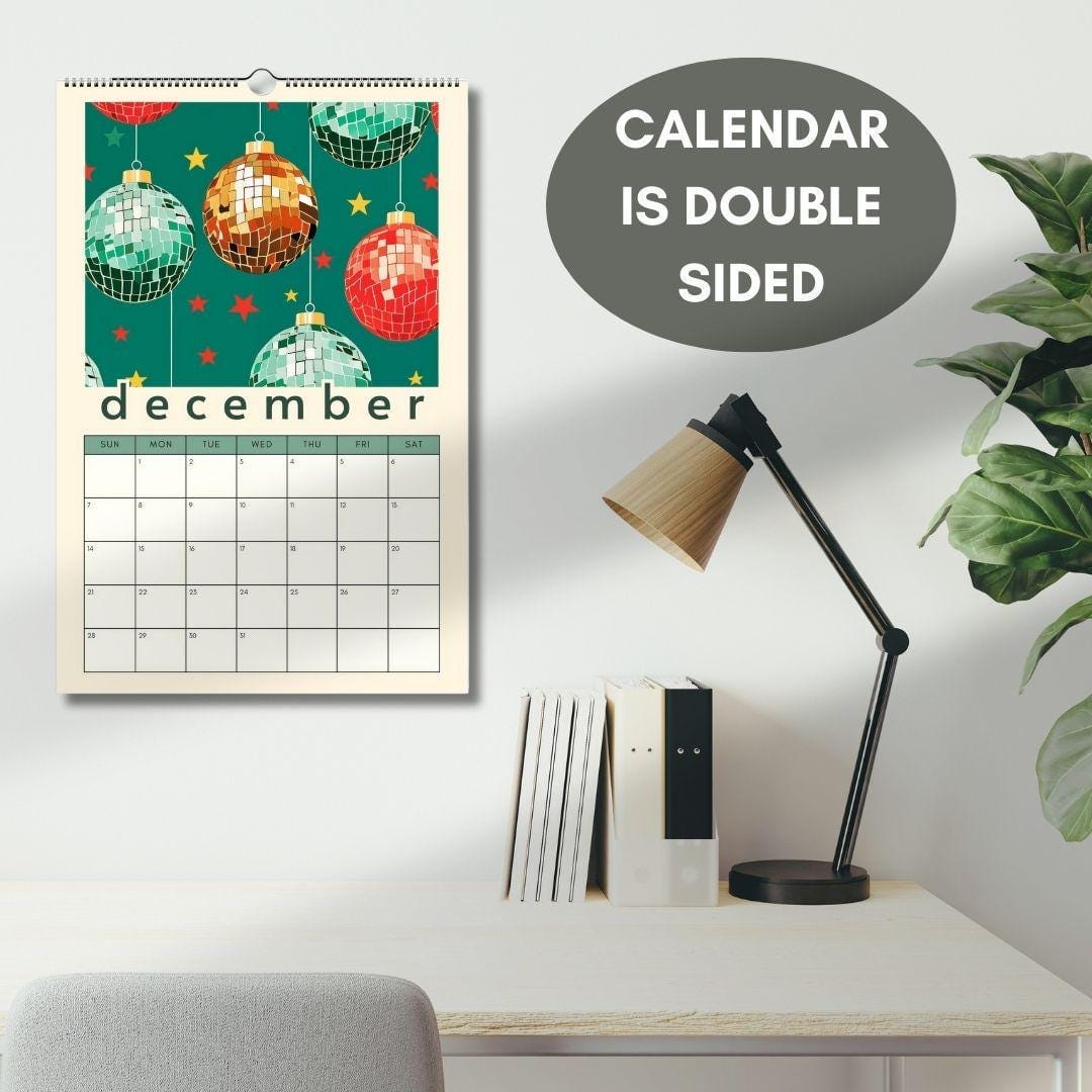 Mid year 2025-2026 Disco Calendar | 2025 Colorful Schoolyear Calendar | Disco Ball Gift | Disco Ball Wall Calendar | Academic Year Calendar