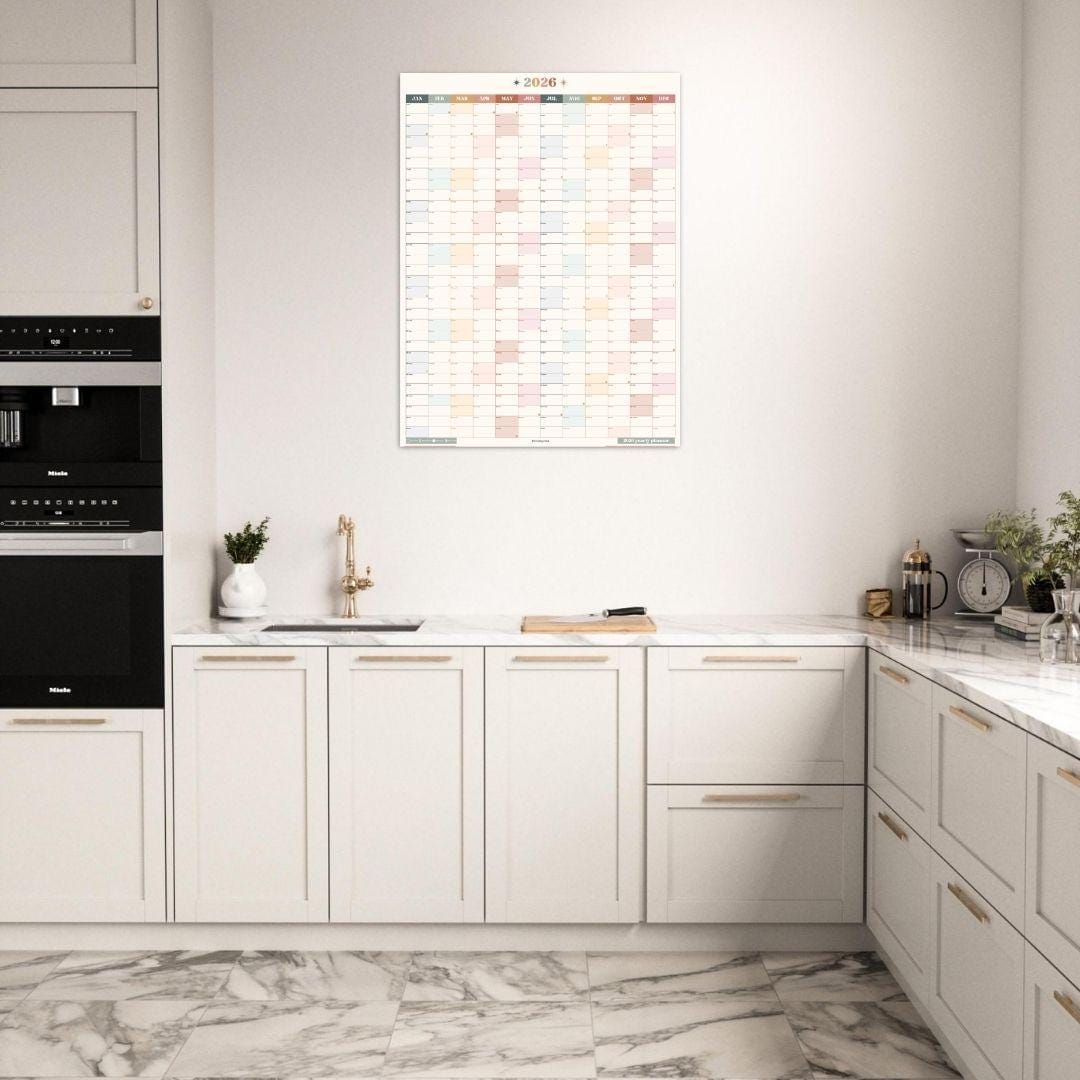 2026 Yearly Wall Planner: Boho Earth Tones - Neutral Colors Wall Calendar