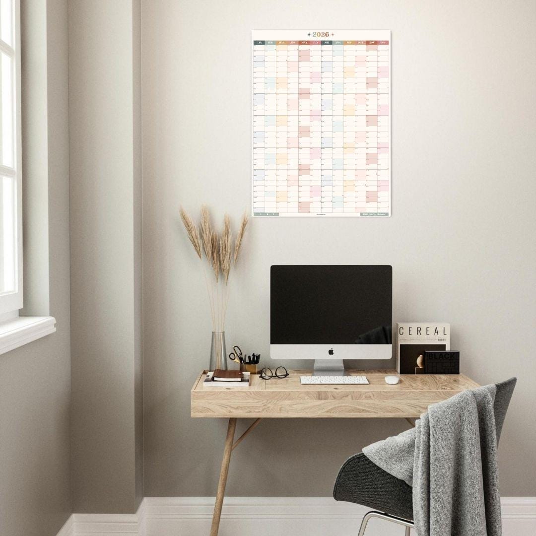 2026 Yearly Wall Planner: Boho Earth Tones - Neutral Colors Wall Calendar