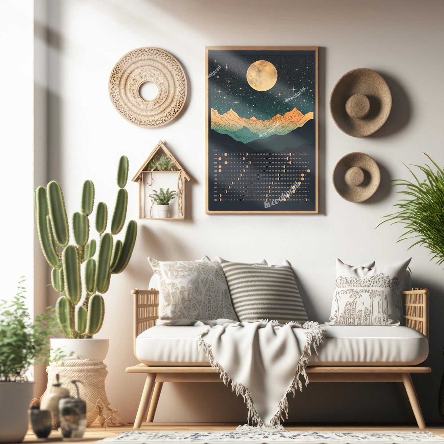 2026 Moon Phase Calendar – 2026 Lunar Calendar – 2026 Wall Calendar – Hanging Moon Calendar – Full Moon Calendar – Witchy Gift Ideas