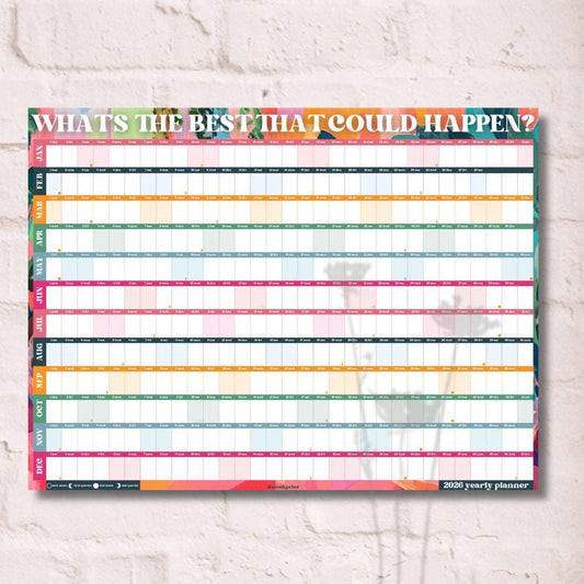 2026 Year Wall Planner: What's the Best That Can Happen? - Colorful One Page Planner