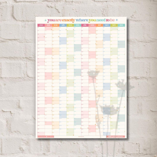 2026 Wall Planer: Bright Pastel Colors - Large Vertical Year-At-A-Glance Calendar