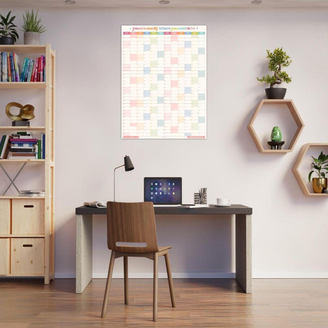 2026 Wall Planer: Bright Pastel Colors - Large Vertical Year-At-A-Glance Calendar