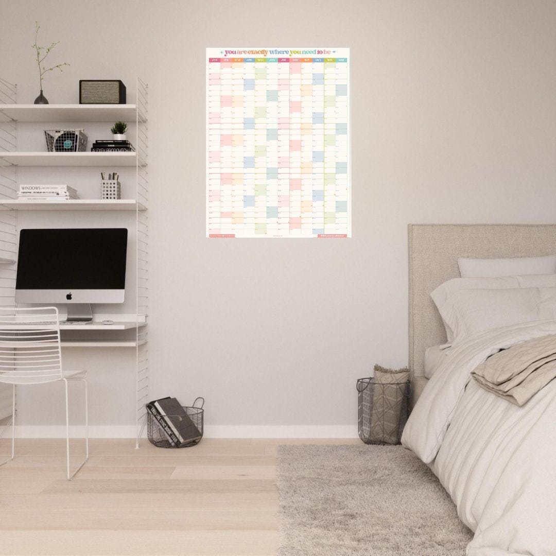 2026 Wall Planer: Bright Pastel Colors - Large Vertical Year-At-A-Glance Calendar
