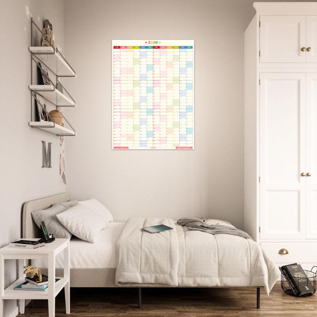 2026 Vertical Wall Planner: Retro Brights - Colorful Yearly Wall Planner