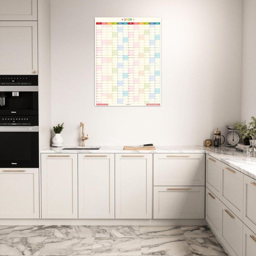 2026 Vertical Wall Planner: Retro Brights - Colorful Yearly Wall Planner