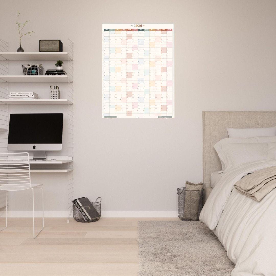 2026 Yearly Wall Planner: Boho Earth Tones - Neutral Colors Wall Calendar