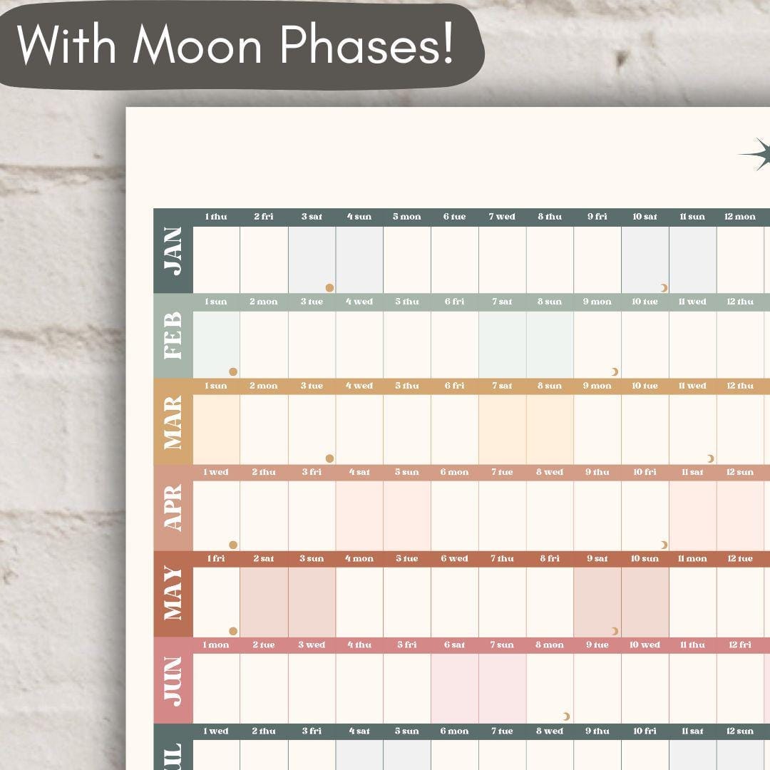 Boho Earth Tones 2026 Year Wall Planner